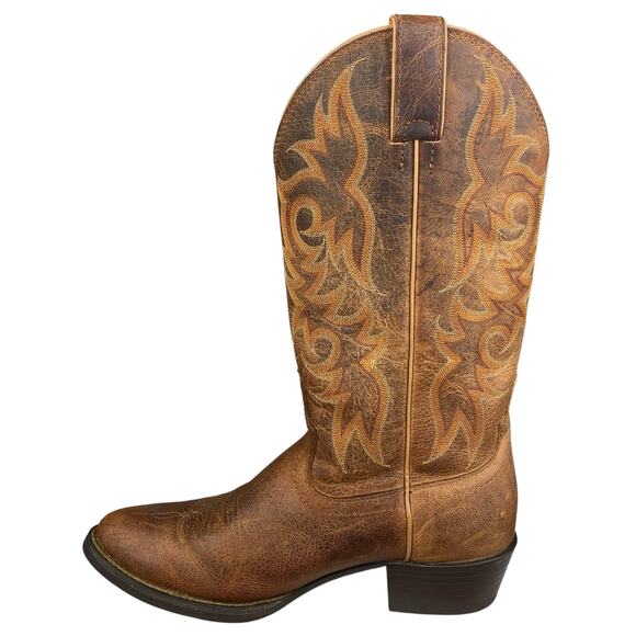 Justin Men’s Brown Leather Western Cowboy Boot Size US 8.5 D - Picture 2 of 10